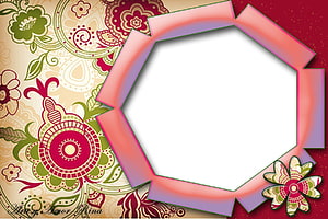 Vintage Floral Frame with Octagonal Center and Ornate Paisley Patterns HD wallpaper