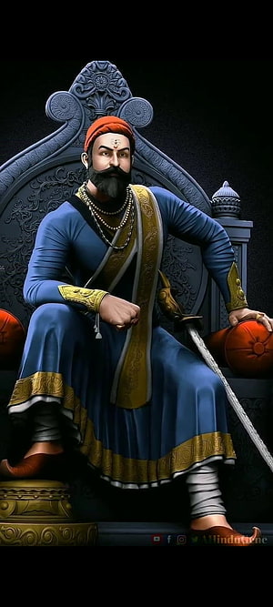 Chhatrapati Shivaji Maharaj Seated on Royal Throne with Sword and Traditional Attire HD phone wallpaper