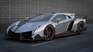 Lamborghini Veneno Super Car Side Profile With Italian Racing Stripes HD wallpaper