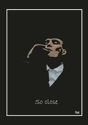Thomas Shelby Peaky Blinders Minimalist Portrait with Cigarette and So Close Text HD phone wallpaper