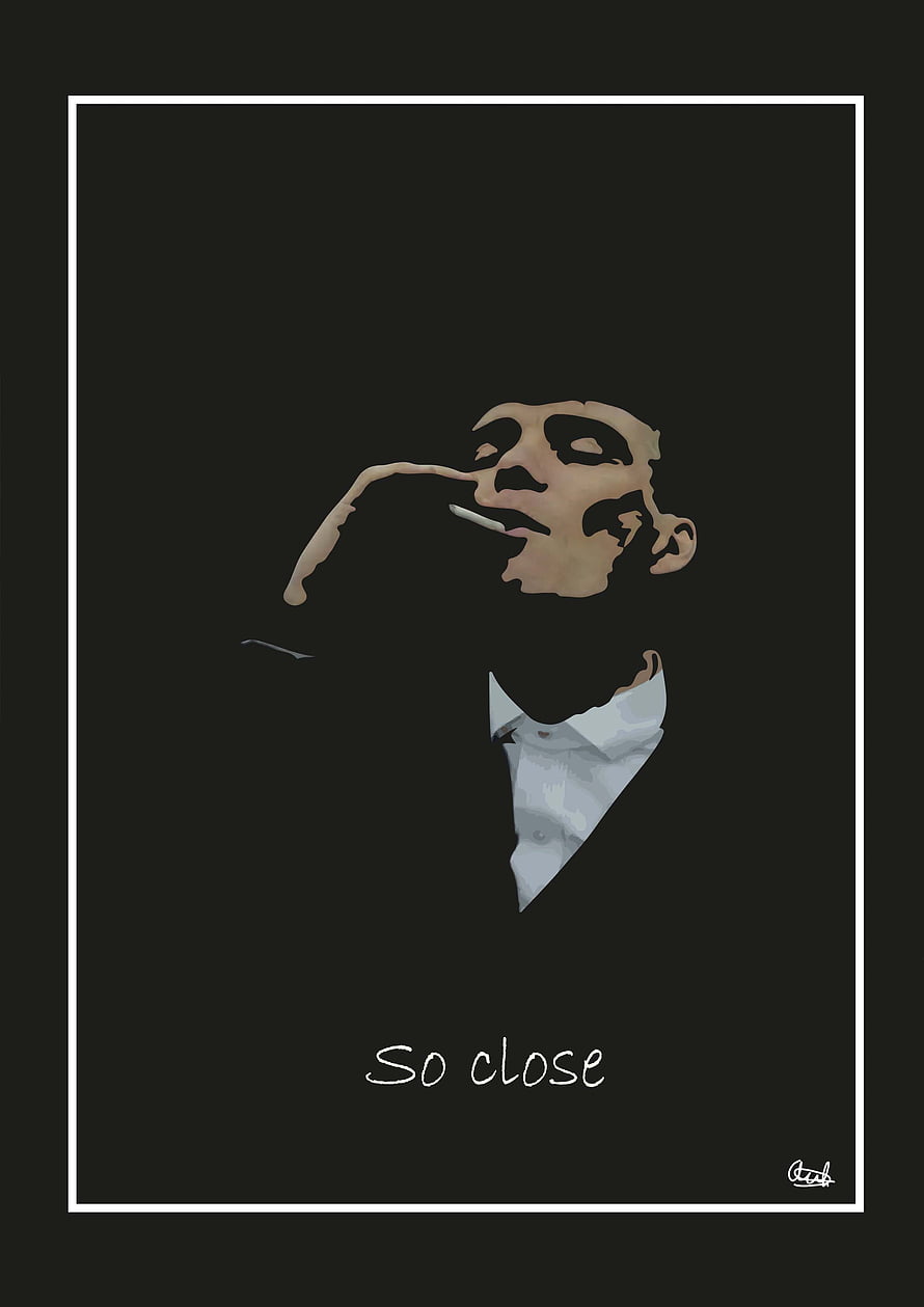 Thomas Shelby Peaky Blinders Minimalist Portrait with Cigarette and So Close Text HD phone wallpaper
