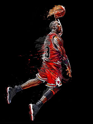 Michael Jordan Chicago Bulls Slam Dunk Digital Art Illustration HD phone wallpaper