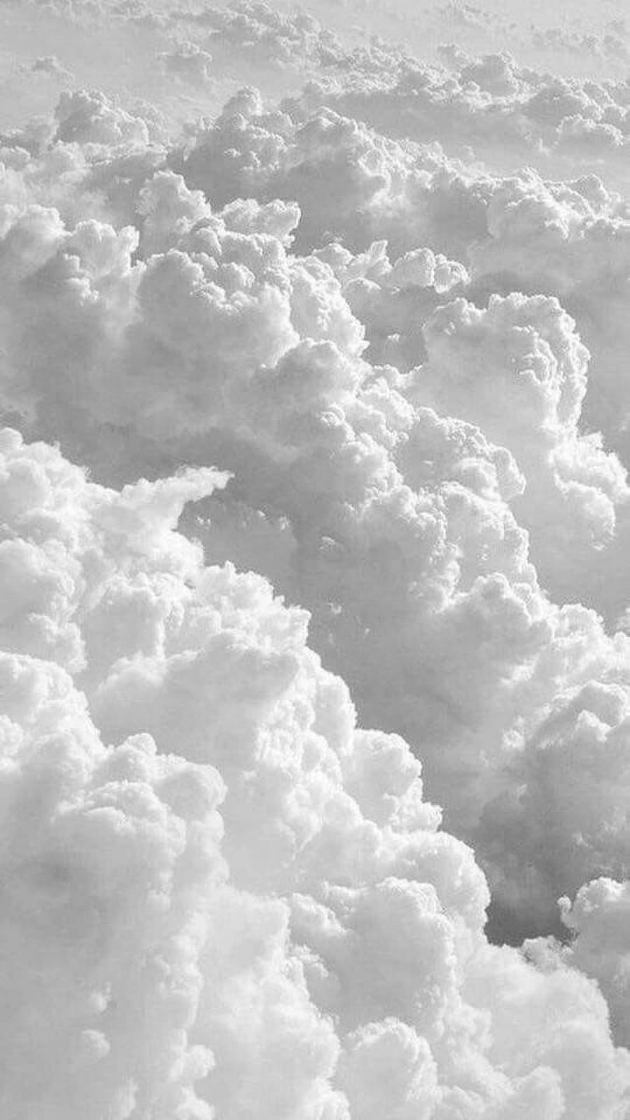 Monochrome Cumulus Clouds: A Serene Black and White Sky Texture HD phone wallpaper