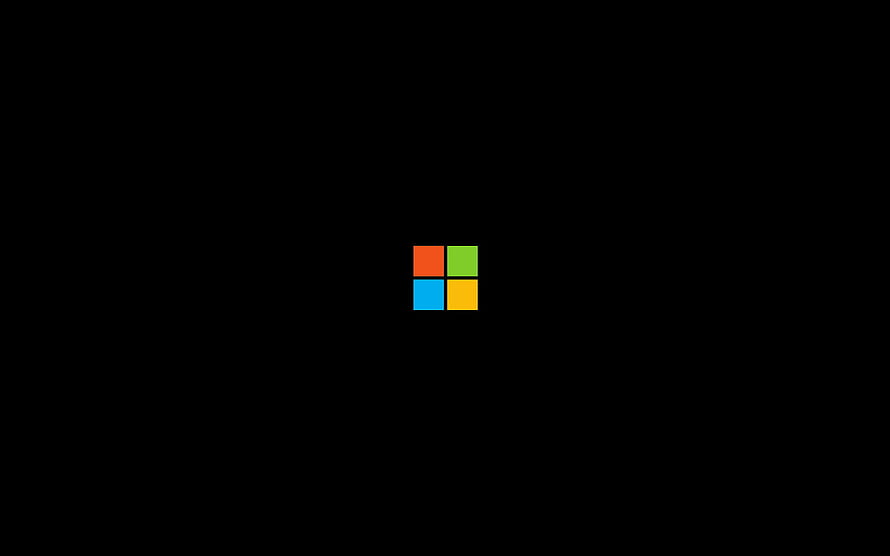 Minimalist Microsoft Four-Color Square Logo on Solid Black Background HD wallpaper