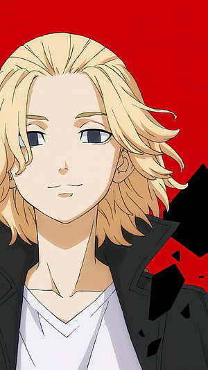 Mikey from Tokyo Revengers Anime Character Portrait with Blonde Hair and Black Jacket HD phone wallpaper