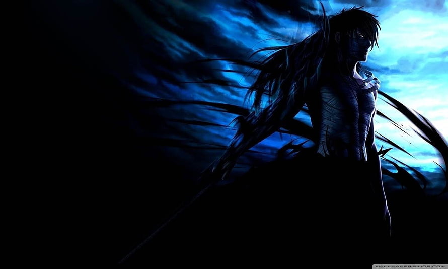 Ichigo Kurosaki in Mugetsu Form Under a Dark Stormy Sky HD wallpaper