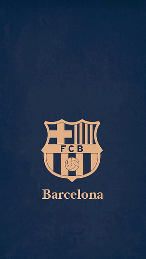 FC Barcelona Crest Emblem on Dark Blue Textured Background HD phone wallpaper
