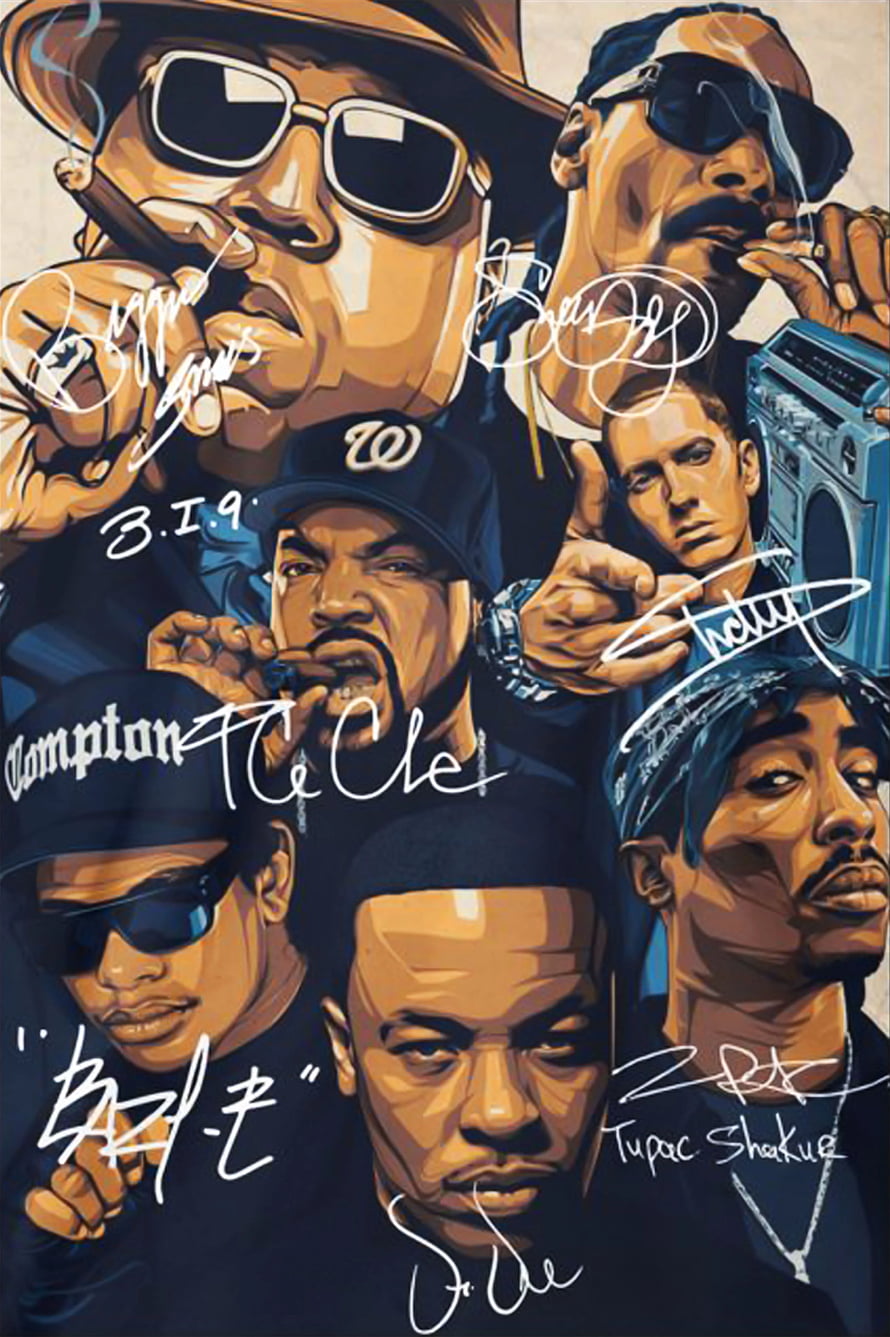 Hip Hop Legends Digital Art Featuring Tupac, Eminem, Snoop Dogg, Ice Cube, and Notorious B.I.G. HD phone wallpaper