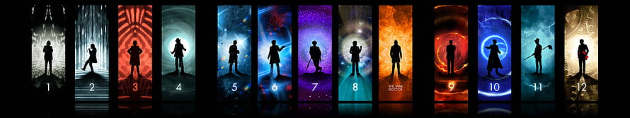 Doctor Who All Twelve Doctors Silhouette Poster Collection HD wallpaper