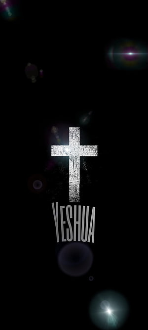 Yeshua Christian Cross with Glowing Lens Flare on Black Background HD phone wallpaper