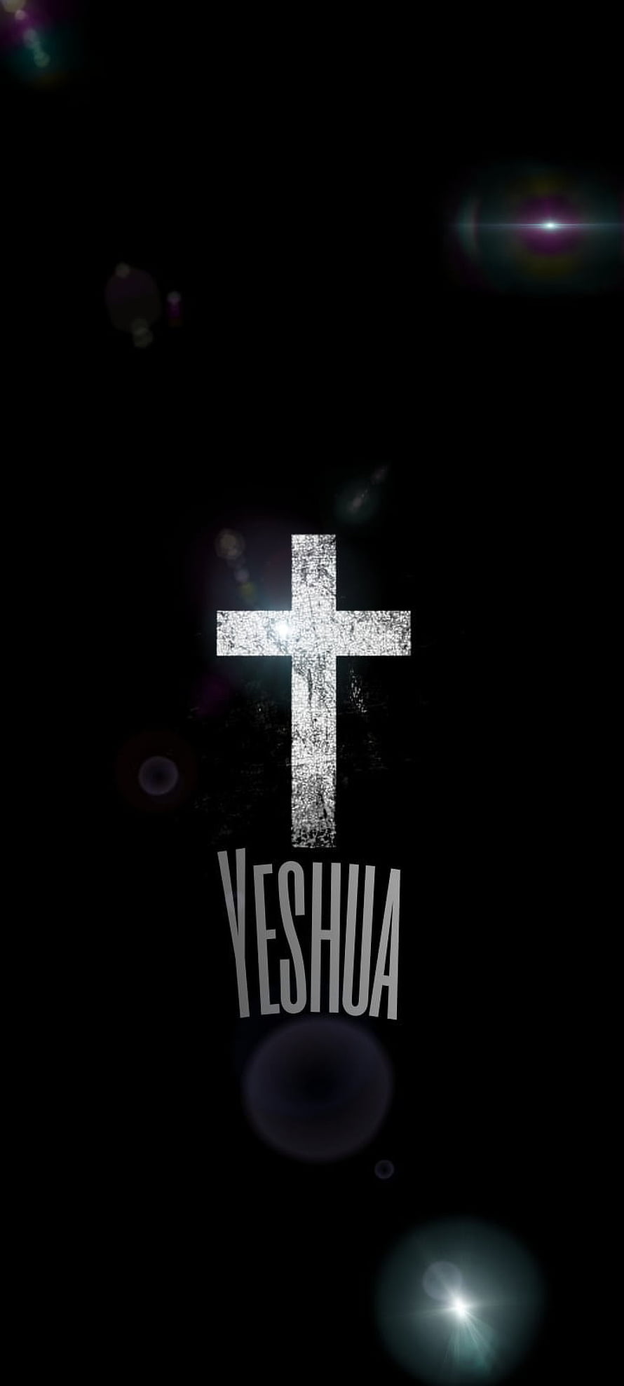 Yeshua Christian Cross with Glowing Lens Flare on Black Background HD phone wallpaper