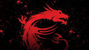 MSI Red Dragon Gaming Logo with Ink Splatter on Black Background HD wallpaper