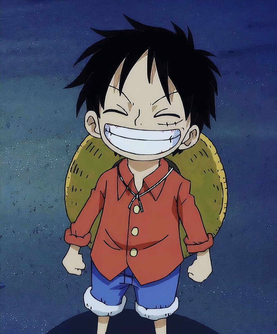 Young Monkey D. Luffy Grinning in Red Shirt and Straw Hat HD phone wallpaper