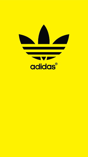 Adidas Trefoil Logo on Vibrant Yellow Background Minimalist Branding Design HD phone wallpaper