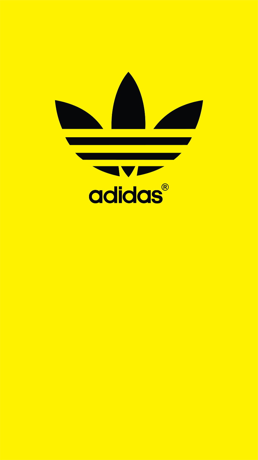 Adidas Trefoil Logo on Vibrant Yellow Background Minimalist Branding Design HD phone wallpaper