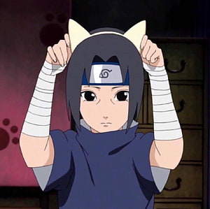 Young Itachi Uchiha Wearing Cat Ears in Naruto Anime Scene HD wallpaper