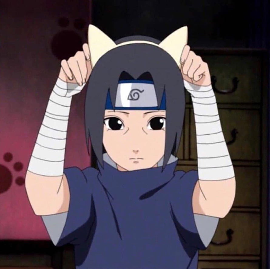 Young Itachi Uchiha Wearing Cat Ears in Naruto Anime Scene HD wallpaper
