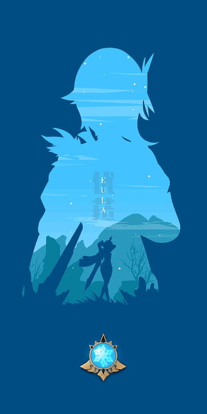 Eula La Valiere Genshin Impact Double Exposure Silhouette Wallpaper HD phone wallpaper