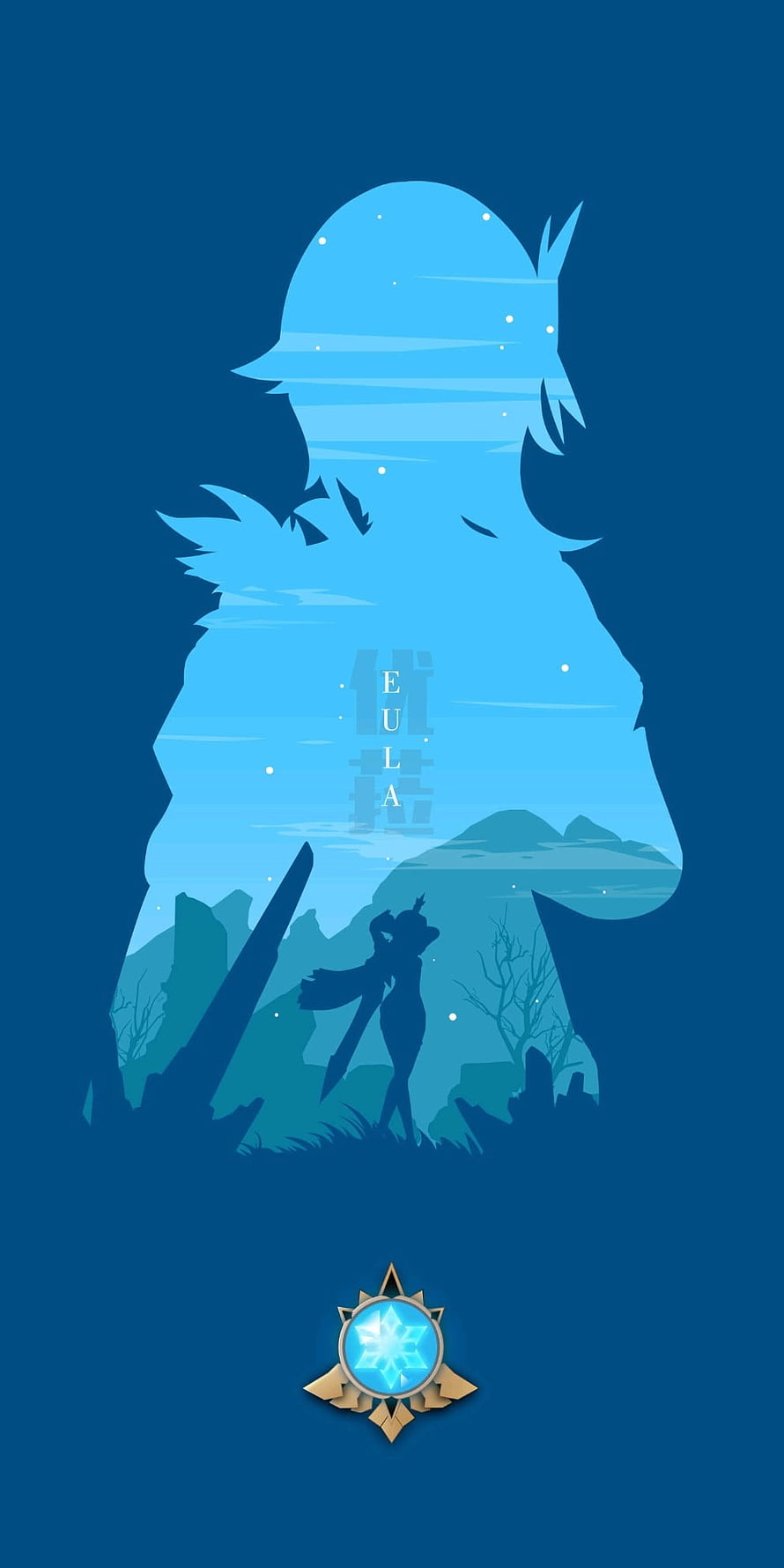 Eula La Valiere Genshin Impact Double Exposure Silhouette Wallpaper HD phone wallpaper