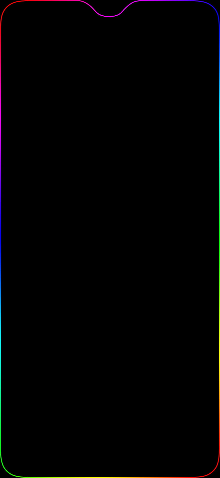 Minimalist Black Phone Wallpaper with Vibrant Rainbow Gradient Border Outline HD phone wallpaper