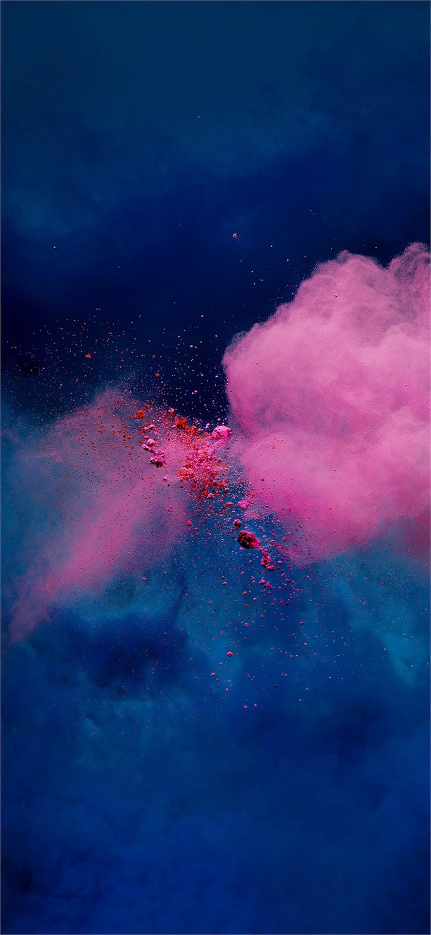 Vibrant Pink Powder Explosion Against Deep Blue Background Abstract Art HD phone wallpaper