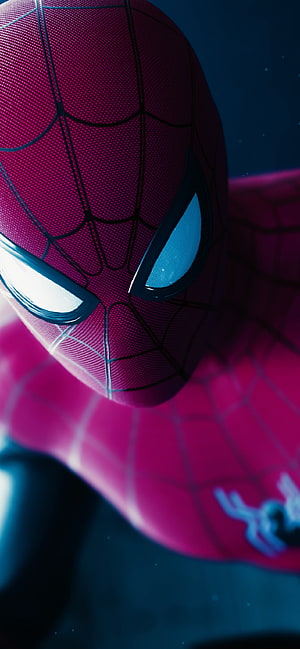 Spider-Man Close-Up Portrait in Vibrant Magenta Suit with Glowing Blue Eyes, Spider Man , Marvel Superheroes, Graphics CGI, Spiderman Amoled HD phone wallpaper