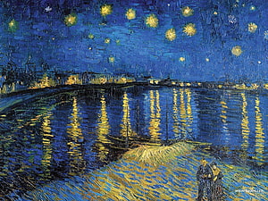 Starry Night Over The Rhone by Vincent van Gogh Impressionist Oil Painting HD wallpaper