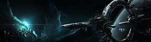 Massive Star Wars Space Station and Cruiser in Deep Space with Nebula and Planet HD wallpaper