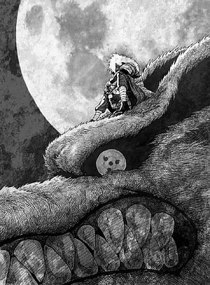 Madara Uchiha Riding a Giant Beast Under a Full Moon in Black and White Manga Art HD phone wallpaper