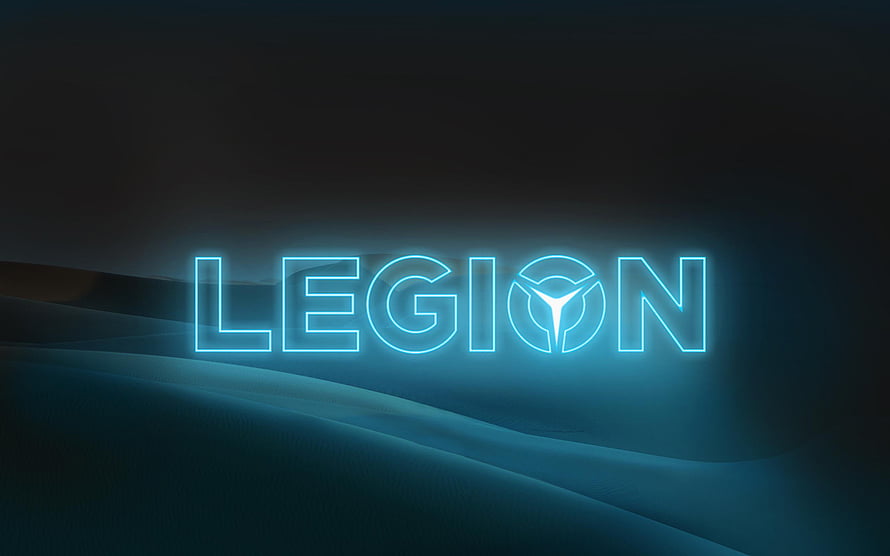 Lenovo Legion Neon Glow Logo on Dark Blue Abstract Waves HD wallpaper