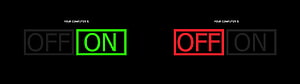 Minimalist Computer Power Status Graphic with Green On and Red Off Indicators on Black Background HD wallpaper