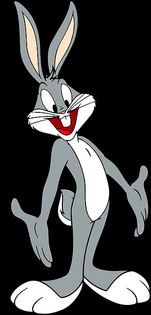 Classic Bugs Bunny Cartoon Character Standing with a Confident Smile on a Black Background HD phone wallpaper