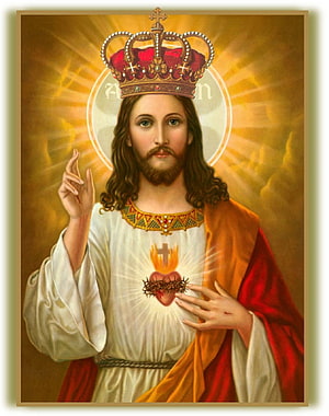 Divine Portrait of Jesus Christ as King with Sacred Heart and Radiant Crown HD phone wallpaper
