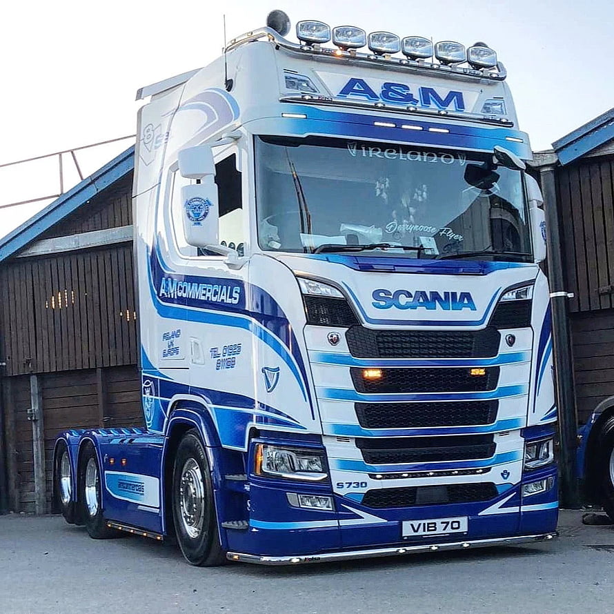Custom Blue and White Scania S730 Heavy Duty Truck with A&M Commercial Livery HD phone wallpaper