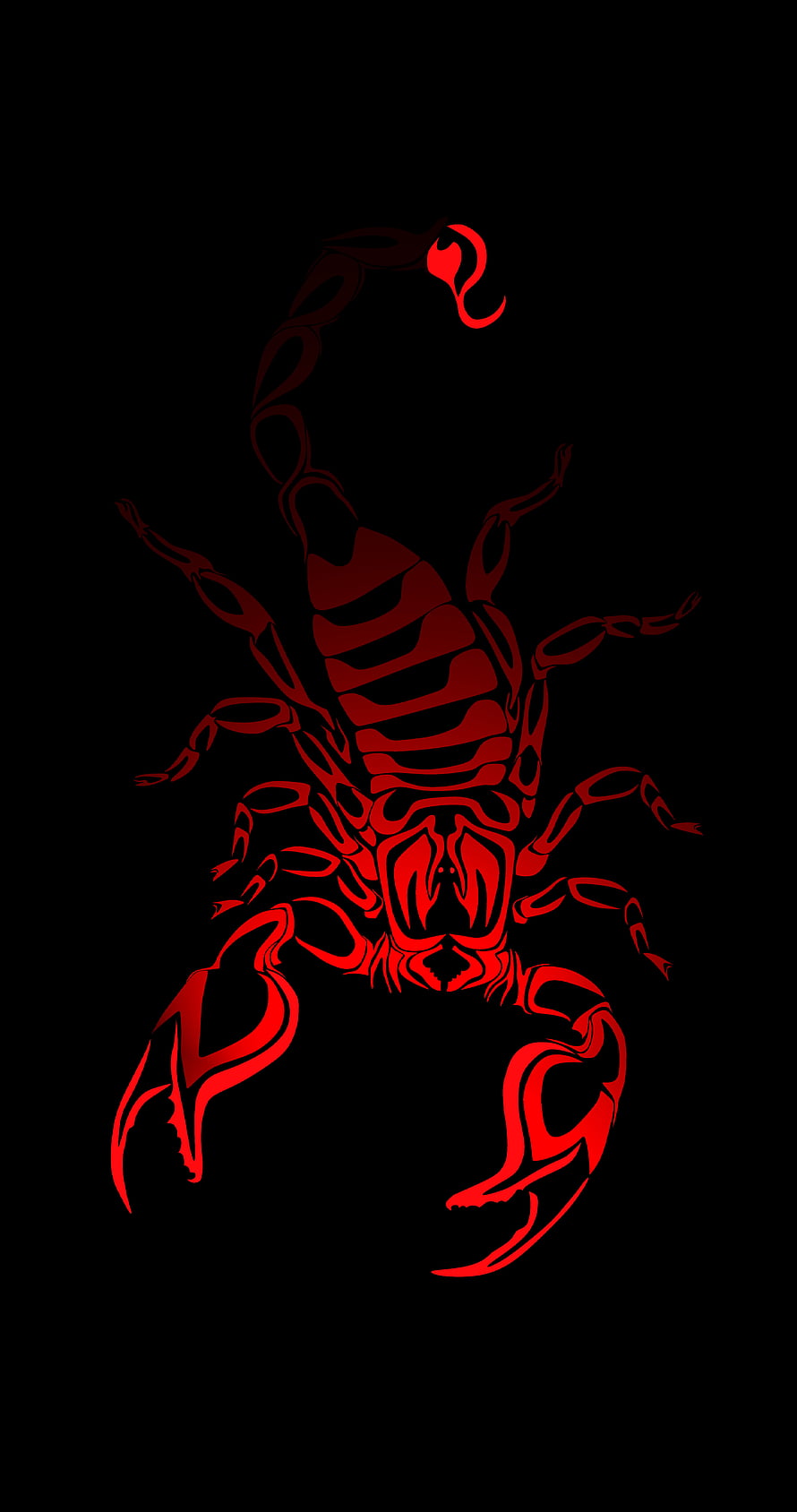 Red Scorpion Vector Illustration on Black Background HD phone wallpaper