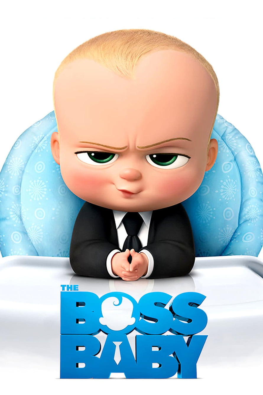 The Boss Baby Character in Black Suit Sitting in Blue High Chair HD phone wallpaper