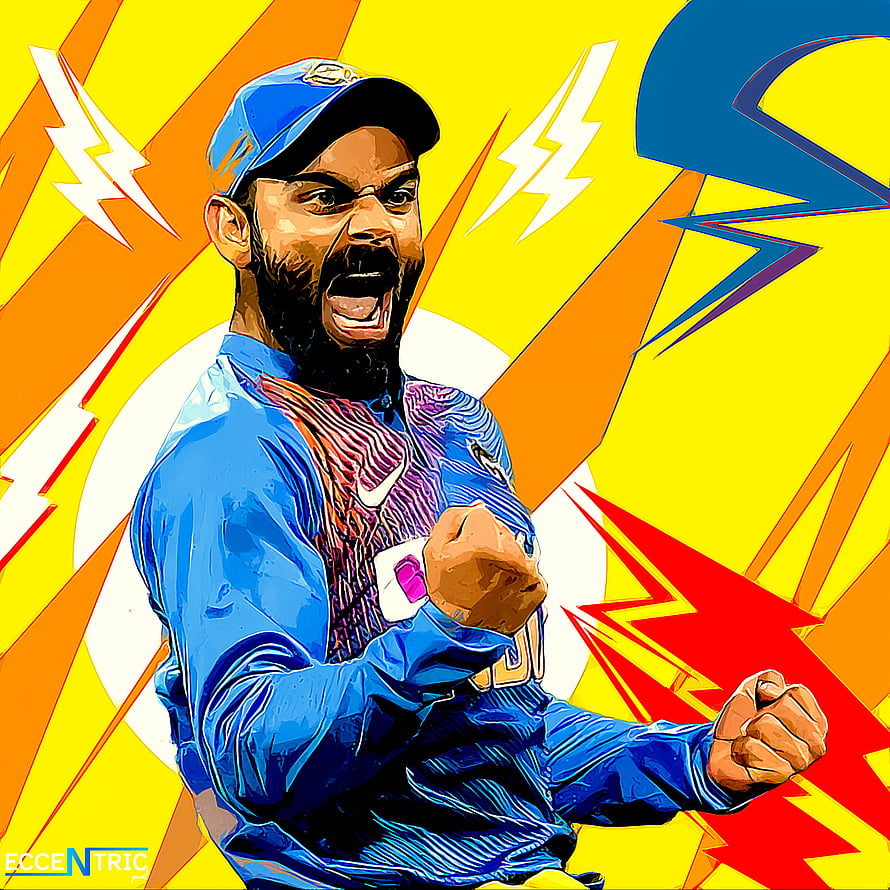 Virat Kohli Vibrant Pop Art Cricket Celebration Illustration HD phone wallpaper