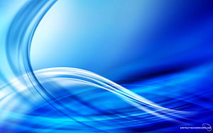 Flowing Blue Abstract Waves with White Light Streaks and Soft Gradient Background HD wallpaper