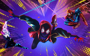 Spider-Man: Into the Spider-Verse Miles Morales Dynamic Action Scene HD wallpaper