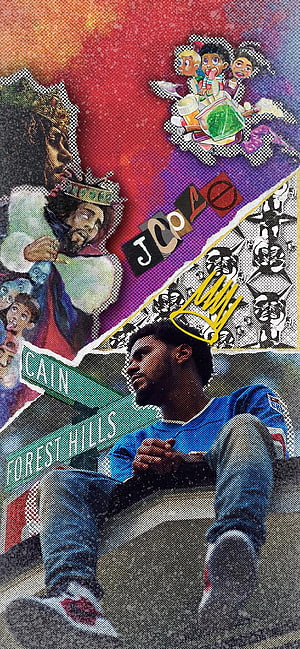 J. Cole Collage Artwork Featuring Street Signs and Vintage Illustrations HD phone wallpaper