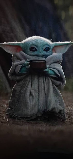 Baby Yoda Holding a Cup in The Mandalorian Series HD phone wallpaper