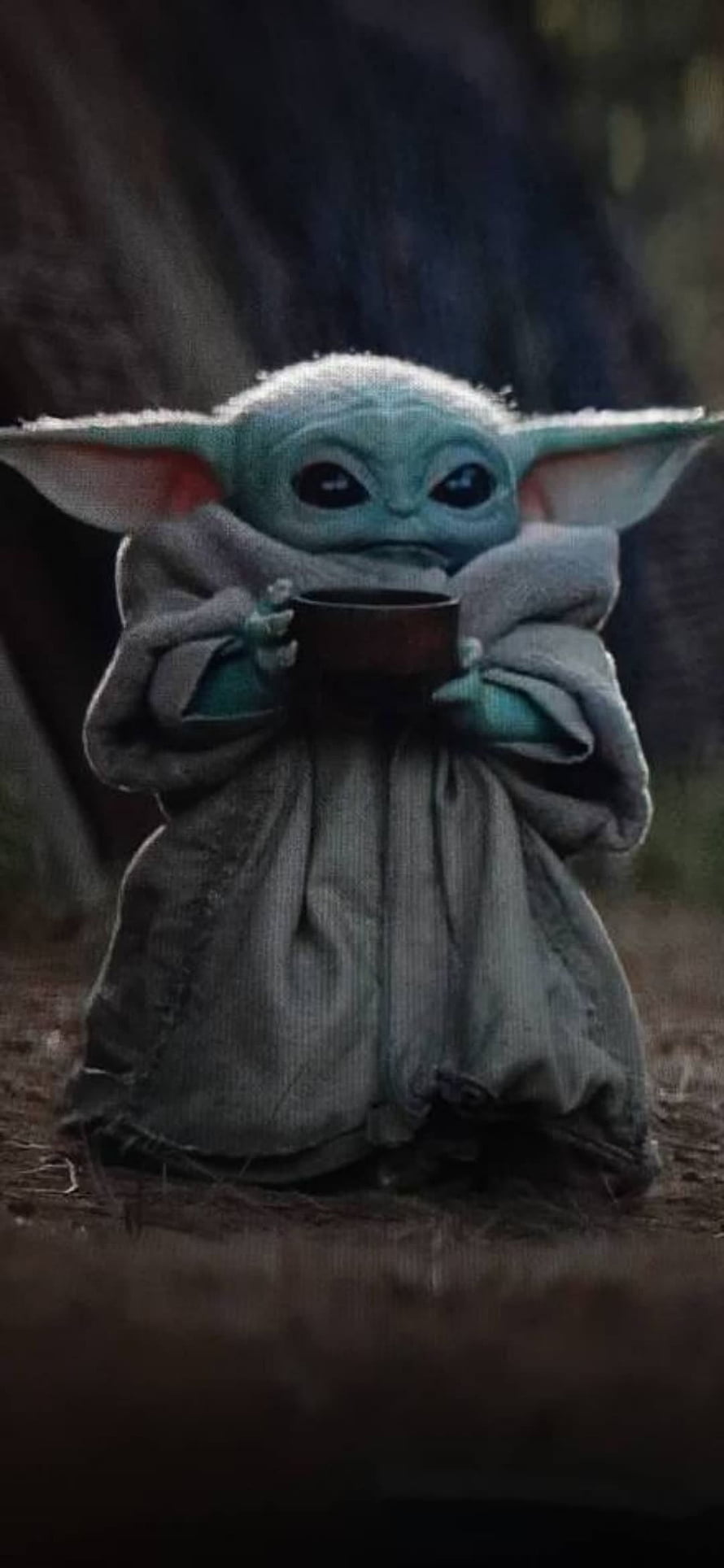 Baby Yoda Holding a Cup in The Mandalorian Series HD phone wallpaper