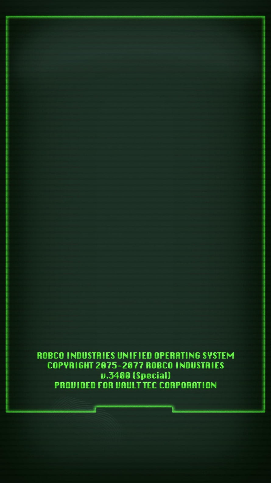 Fallout Pip-Boy Green Terminal Interface with Robco Industries Operating System Boot Screen HD phone wallpaper