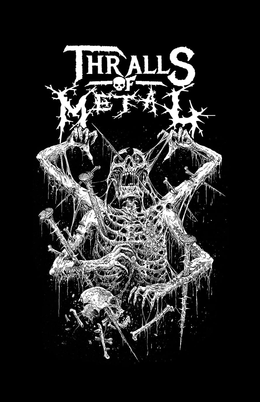 Thralls of Metal Black and White Horror Skull Illustration HD phone wallpaper