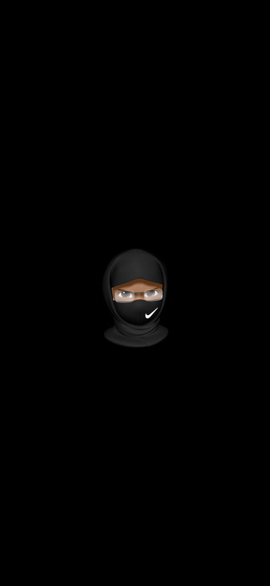 Minimalist 3D Avatar Wearing Black Nike Balaclava and Glasses on Dark Background HD phone wallpaper
