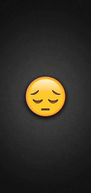 Minimalist Sad Face Emoji on Dark Textured Background HD phone wallpaper