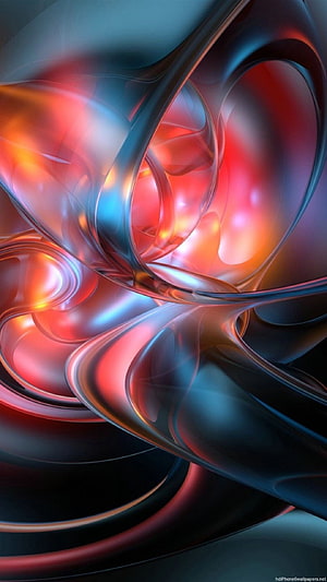 Vibrant Abstract 3D Render with Flowing Liquid Forms and Neon Glow HD phone wallpaper
