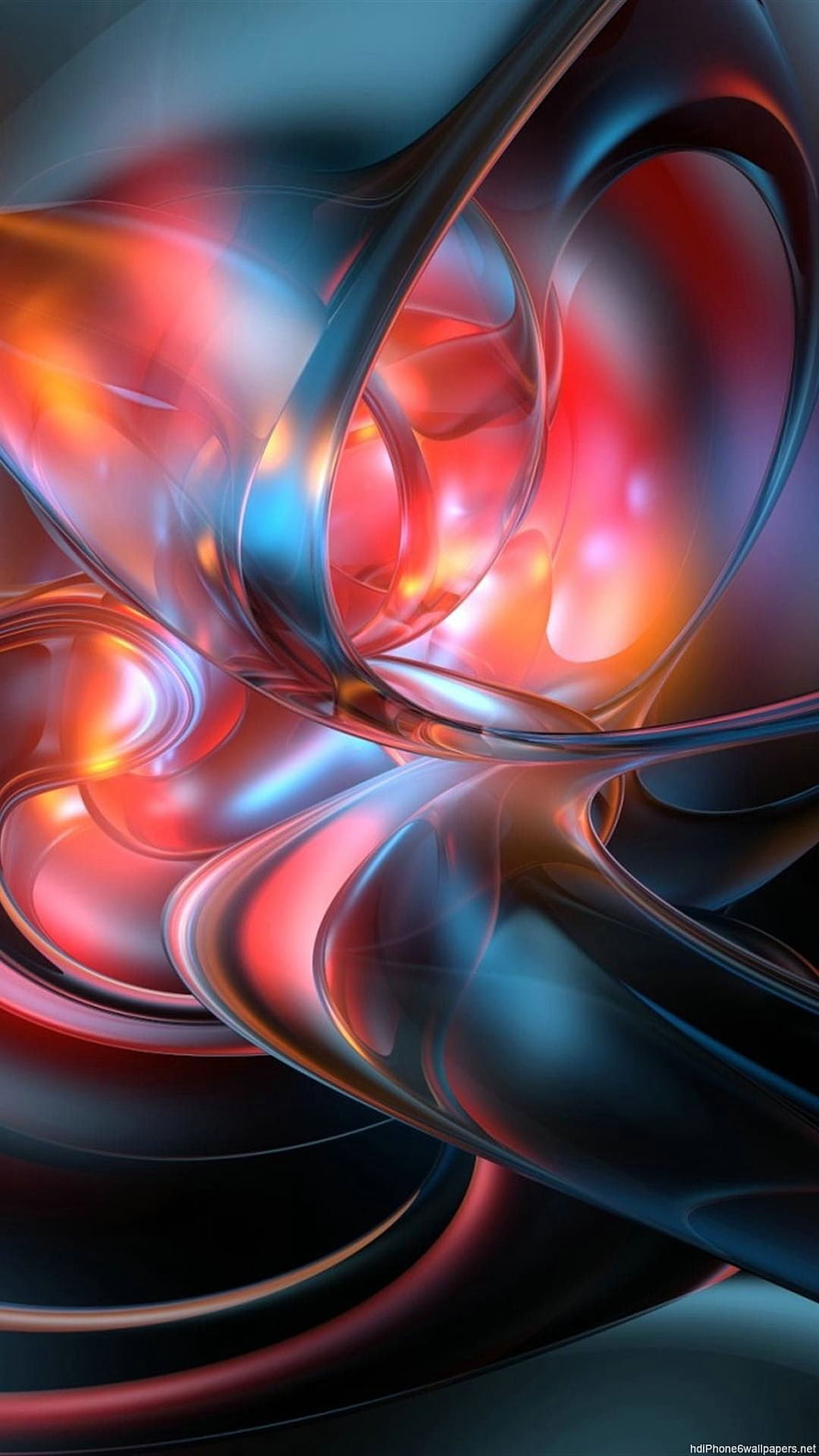 Vibrant Abstract 3D Render with Flowing Liquid Forms and Neon Glow HD phone wallpaper