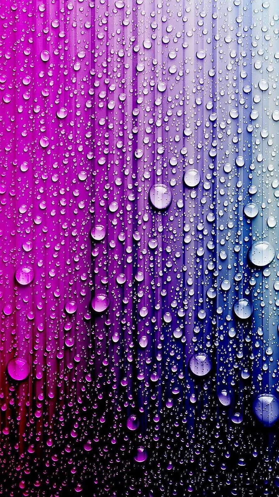 Vibrant Purple and Blue Gradient with Rain Droplets on Glass Surface HD phone wallpaper