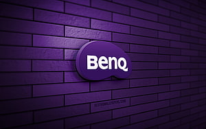 Benq 3D Logo Mounted on a Textured Violet Brick Wall HD wallpaper